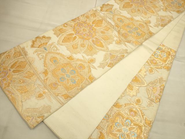 平和屋着物◎六通柄袋帯　正倉院更紗花文　金糸　正絹　逸品　CAAU1338ft
