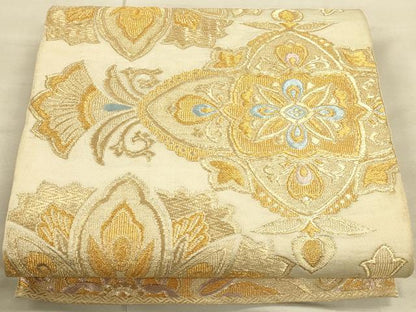 平和屋着物◎六通柄袋帯　正倉院更紗花文　金糸　正絹　逸品　CAAU1338ft