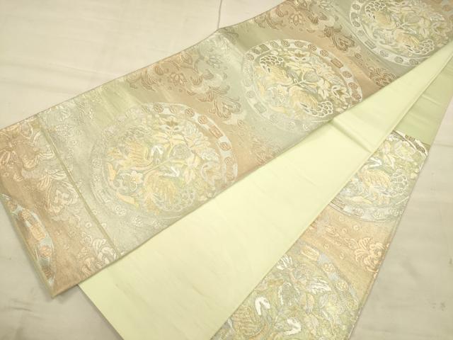 平和屋着物◎六通柄袋帯 更紗花鳥文 金銀糸 正絹 逸品 CAAU1367ft