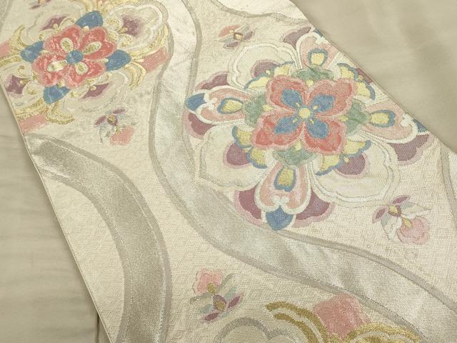 平和屋着物◎六通柄袋帯 立涌花文 金銀糸 正絹 逸品 CAAU1387ft