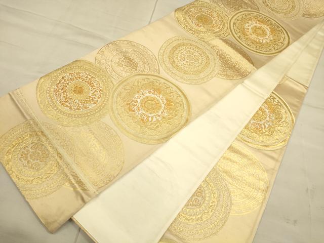 平和屋着物◎六通柄袋帯 花丸文 金糸 正絹 逸品 CAAU1389ft