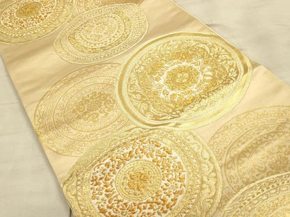 平和屋着物◎六通柄袋帯 花丸文 金糸 正絹 逸品 CAAU1389ft