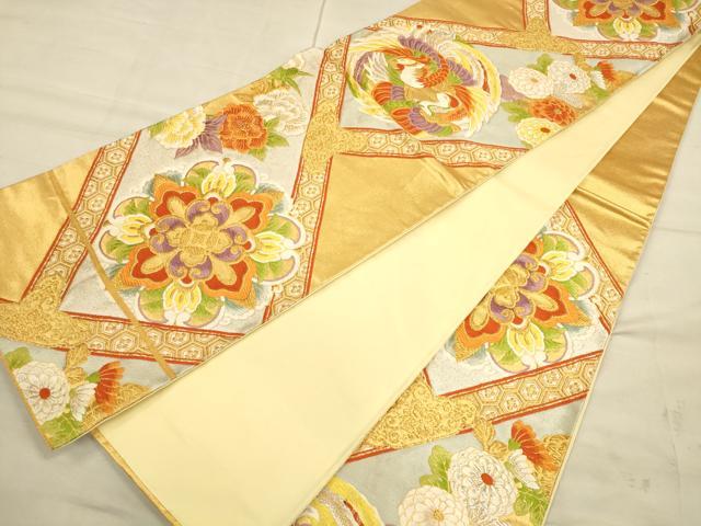 平和屋着物◎六通柄袋帯 正倉院花文 金銀糸 正絹 逸品 CAAU1411ft