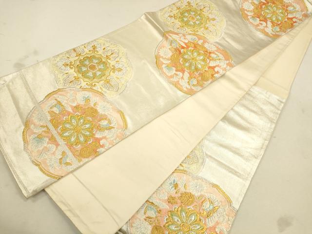 平和屋着物◎六通柄袋帯　鏡裏花鳥文　金銀糸　正絹　逸品　CAAU1472ft