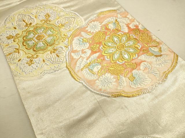 平和屋着物◎六通柄袋帯　鏡裏花鳥文　金銀糸　正絹　逸品　CAAU1472ft
