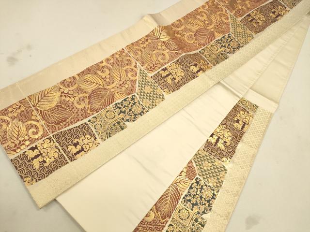 平和屋着物◎六通柄袋帯　吉祥花文　金糸　正絹　逸品　CAAU1498ft
