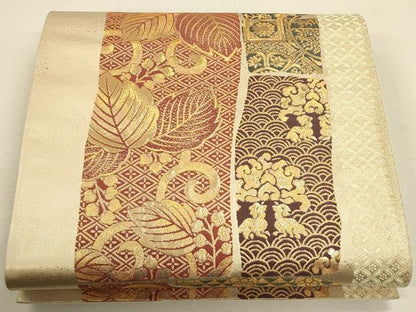 平和屋着物◎六通柄袋帯　吉祥花文　金糸　正絹　逸品　CAAU1498ft