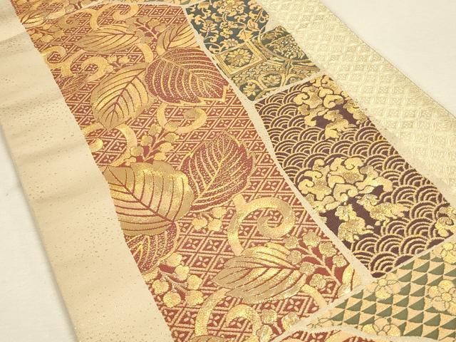 平和屋着物◎六通柄袋帯　吉祥花文　金糸　正絹　逸品　CAAU1498ft