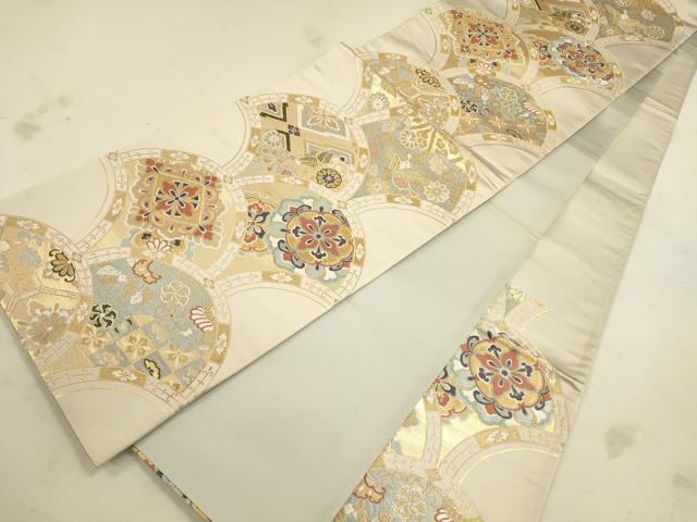 平和屋着物◎六通柄袋帯 唐織 泰平錦 正倉院花青海