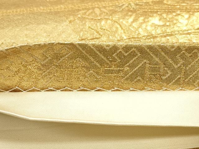 平和屋着物◎六通柄袋帯 流水吉祥花文 金糸 正絹 逸品 CAAU1519ft