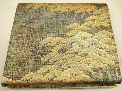 平和屋着物◎六通柄袋帯 松文 金糸 引箔 正絹 逸品 CAAU1540ft