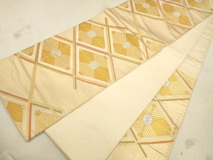 平和屋着物◎六通柄袋帯 唐織 松皮菱文 金銀糸 正絹 逸品 CAAU1562ft