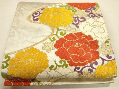 平和屋着物◎六通柄袋帯 唐織 道長花唐草文 金糸 正絹 逸品 CAAU1563ft