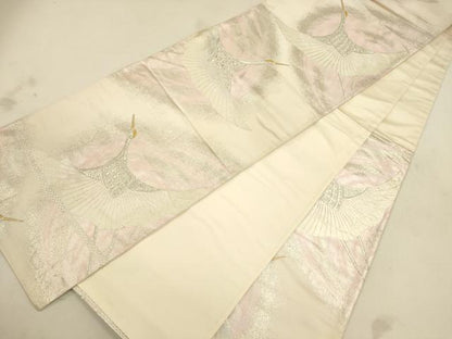 平和屋着物◎六通柄袋帯 唐織 飛鶴文 金銀糸 正絹 逸品 CAAU1588ft