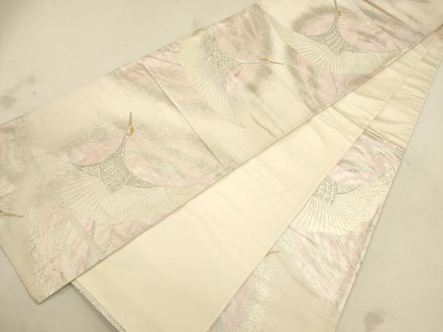 平和屋着物◎六通柄袋帯 唐織 飛鶴文 金銀糸 正絹 逸品 CAAU1588ft
