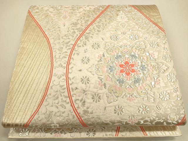平和屋着物◎六通柄袋帯 立涌花文 金銀糸 正絹 逸品 CAAU1596ft
