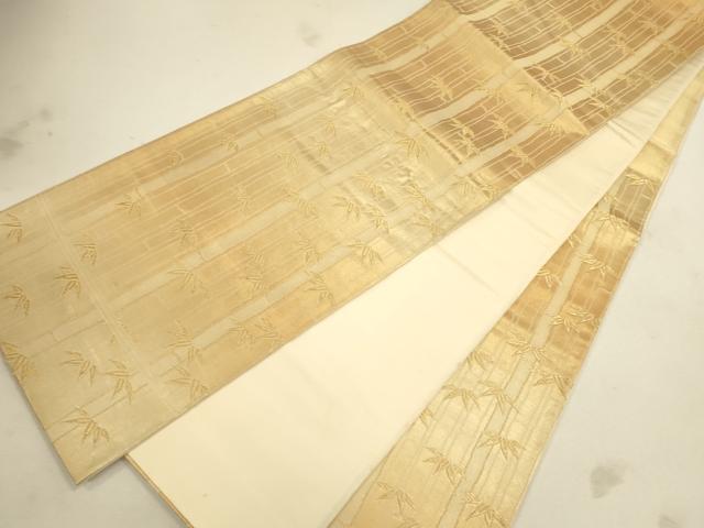 平和屋着物◎六通柄袋帯 笹竹文 金糸 正絹 逸品 CAAU1598ft