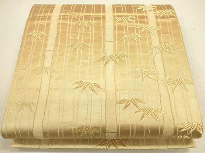 平和屋着物◎六通柄袋帯 笹竹文 金糸 正絹 逸品 CAAU1598ft
