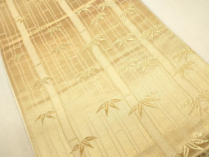 平和屋着物◎六通柄袋帯 笹竹文 金糸 正絹 逸品 CAAU1598ft