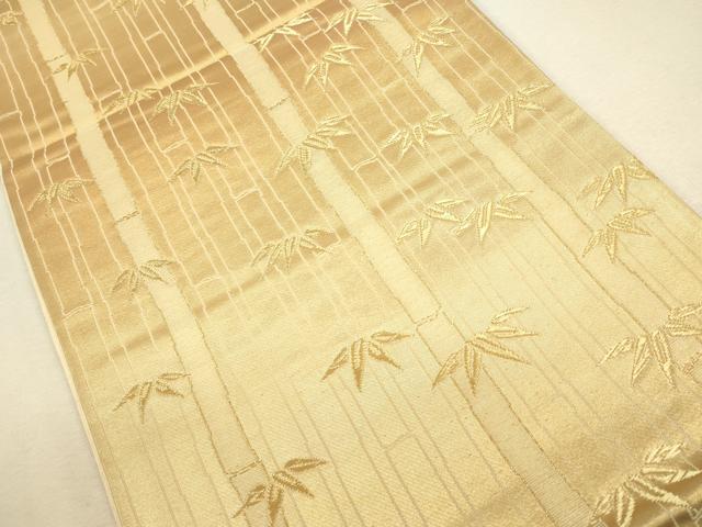 平和屋着物◎六通柄袋帯 笹竹文 金糸 正絹 逸品 CAAU1598ft