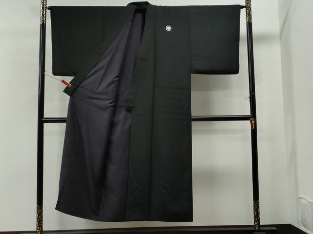 平和屋着物●男性　黒紋付・羽織セット　正絹　逸品　CAAU1601yc