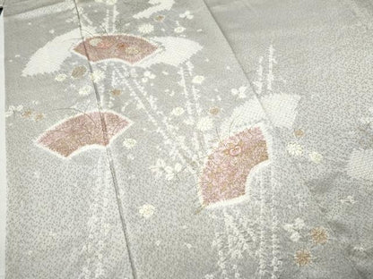 平和屋着物●創業460年・千總 訪問着 駒刺繍 絞り 地紙枝花文 金彩 高島屋扱い 正絹 逸品 CAAU1611yc