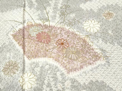 平和屋着物●創業460年・千總 訪問着 駒刺繍 絞り 地紙枝花文 金彩 高島屋扱い 正絹 逸品 CAAU1611yc