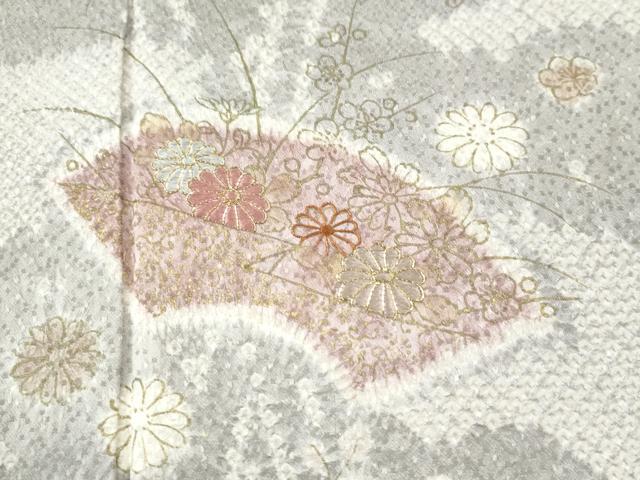 平和屋着物●創業460年・千總 訪問着 駒刺繍 絞り 地紙枝花文 金彩 高島屋扱い 正絹 逸品 CAAU1611yc