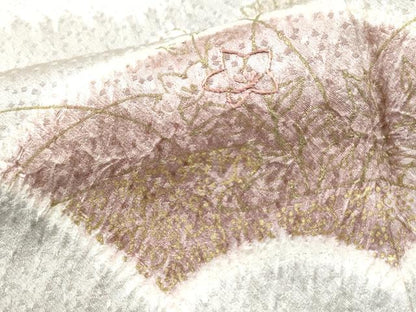 平和屋着物●創業460年・千總 訪問着 駒刺繍 絞り 地紙枝花文 金彩 高島屋扱い 正絹 逸品 CAAU1611yc
