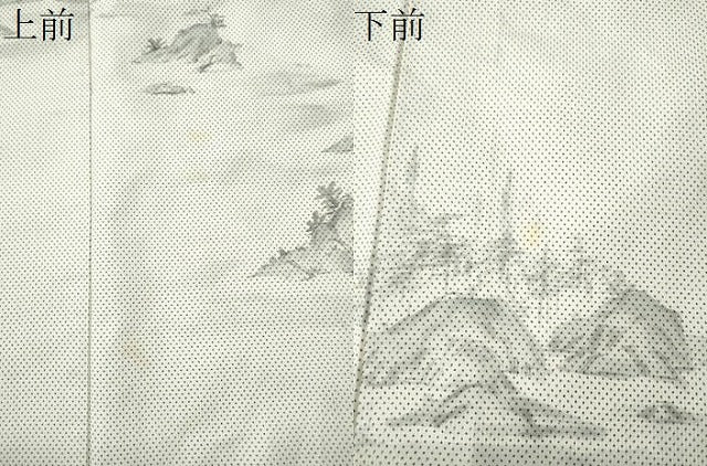 平和屋着物●訪問着 本場大島紬 白大島 7マルキ 刺繍 手描き 京風景文 正絹 逸品 CAAU1619yc