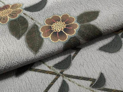 平和屋着物●訪問着 松皮菱枝花文 暈し染め 金彩 正絹 逸品 CAAU1645yc