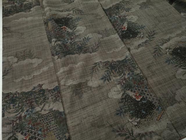 平和屋着物●本場大島紬 9マルキ 雲取り几帳吉祥花唐草文 正絹 逸品 CAAU1658yc