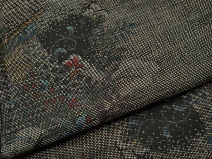 平和屋着物●本場大島紬 9マルキ 雲取り几帳吉祥花唐草文 正絹 逸品 CAAU1658yc