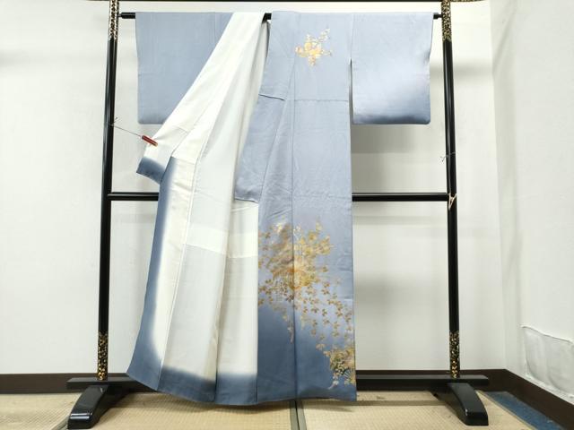 平和屋着物●金彩友禅 卓越技能者・名工・和田光正 訪問着 御所車扇面菊花文 暈し染め 金彩 正絹 逸品 CAAU1659yc