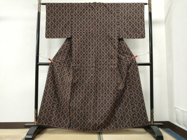 平和屋着物●上質な紬 吉祥文 黒地 正絹 逸品 未使用 CAAU1670yc