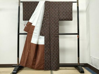 平和屋着物●上質な紬 吉祥文 黒地 正絹 逸品 未使用 CAAU1670yc