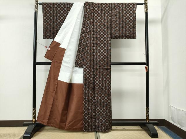 平和屋着物●上質な紬 吉祥文 黒地 正絹 逸品 未使用 CAAU1670yc