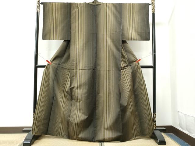 平和屋着物●本場縞大島紬　縞　正絹　逸品　CAAU1672yc