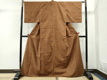 平和屋着物●上質な紬 縞 正絹 逸品 CAAU1673yc