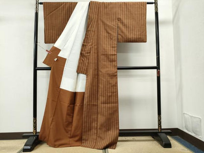 平和屋着物●上質な紬 縞 正絹 逸品 CAAU1673yc