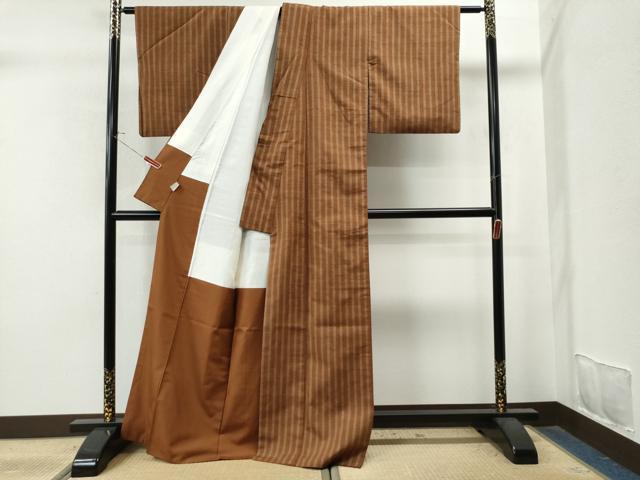 平和屋着物●上質な紬 縞 正絹 逸品 CAAU1673yc