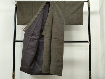 平和屋着物●男性 紬 アンサンブル 色無地 憲法色 正絹 逸品 CAAU1683yc