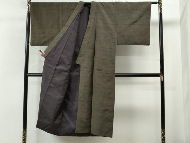 平和屋着物●男性 紬 アンサンブル 色無地 憲法色 正絹 逸品 CAAU1683yc