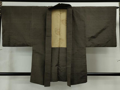 平和屋着物●男性 紬 アンサンブル 色無地 憲法色 正絹 逸品 CAAU1683yc