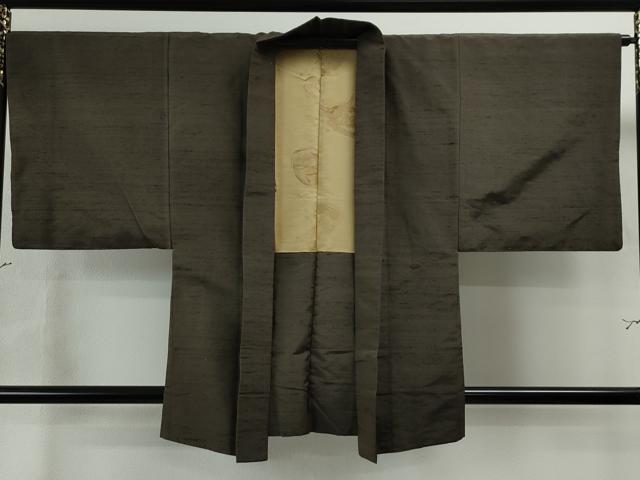 平和屋着物●男性 紬 アンサンブル 色無地 憲法色 正絹 逸品 CAAU1683yc
