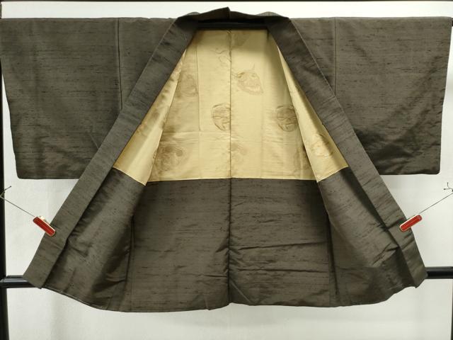 平和屋着物●男性 紬 アンサンブル 色無地 憲法色 正絹 逸品 CAAU1683yc