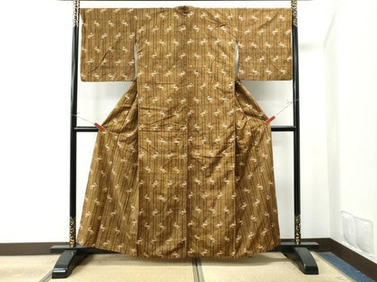 平和屋着物●上質な紬　絣文様　正絹　逸品　CAAU1684yc
