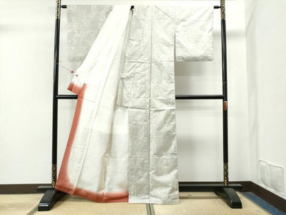 平和屋着物●本場大島紬 白大島 9マルキ 色紙重ね花唐草文 正絹 逸品 CAAU1689yc