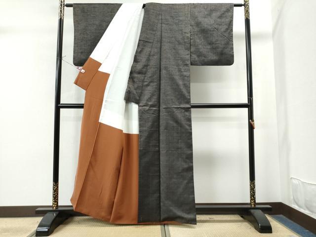 平和屋着物●上質な紬　縞　正絹　逸品　CAAU1693yc