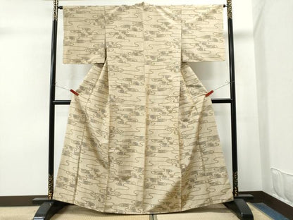平和屋着物●上質な紬　霞草花文　正絹　逸品　CAAU1696yc